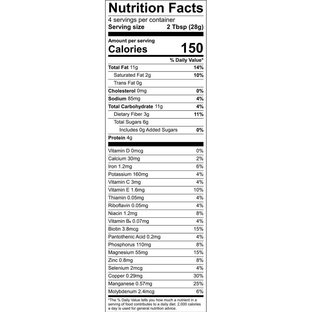 Nutritional Information Label - Berry Me GrainFreeNola - Paleo. Vegan. Gluten-Free Hand-crafted Granola